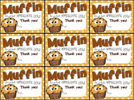 Muffin Teacher (Staff) Appreciation Gift Tag- Muffin to do but appreciate you! Custodian Appreciation Gifts, Paraprofessional Appreciation, Custodian Appreciation, Testing Encouragement, Encouragement Notes, Testing Motivation, Staff Appreciation Gifts, Nurse Appreciation Week, Middle School 6th Grade