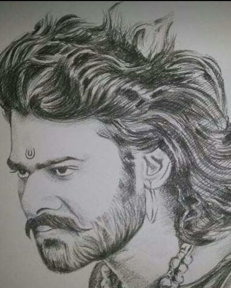 Bahubali Prabhas Pencil Sketch, Bahubali Sketch, Bahubali Drawing, Digital Painting Photoshop, Sketch Images, Pokemon Painting, Pencil Sketch Images, Dancers Art, Peacock Painting