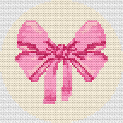 Pink Bow Needlepoint Ornament $4 downloadable chart file Cross Stitch Bow Pattern, Needlepoint Charts Free, Needlepoint Ideas, Needlepoint Ornaments, Round Pattern, Needlepoint Designs, Needlework Patterns, Bow Pattern, Needle Point