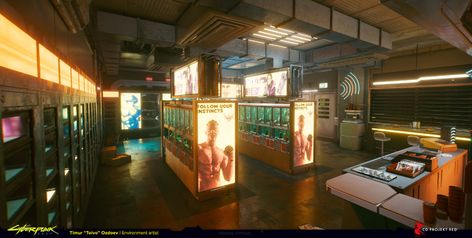 ArtStation - Cyberpunk 2077 - Convenience store, Toivo Dark Future, Neo Tokyo, Creating Texture, Cyberpunk Character, Futuristic Technology, Cyberpunk 2077, Square Meter, Night City, The Witcher