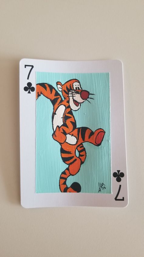 Painting Cards Deck Disney, Disney Playing Cards, Playing Cards Art Painting, Playing Cards Painting, Playing Card Painting, Painted Playing Cards, Painting Cards, Disney Play, Card Painting