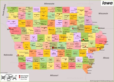 Map of Iowa Iowa Map, Usa Maps, Highway Map, Us State Map, Orange City, Forest City, County Map, Sioux City, All About Us