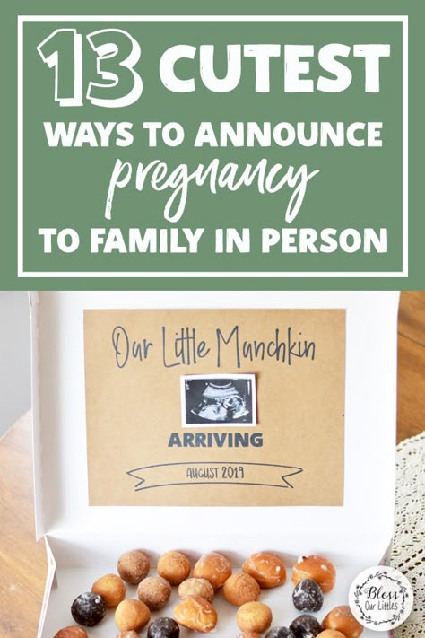 After finding out you are expecting, the first thing you will want to do is tell your friends and family! We have compiled several different announcement ideas, with everything from funny games, DIY projects, to special keepsakes and different ways to share the news at a family dinner. #PregnancyAnnouncement #WeAreExpecting #FirstPregnancy #PregnancyIdeas #PregnancyTips Tell Your Mom Youre Pregnant Ideas, Cute Ways To Tell Your Parents Your Expecting, Funny Baby Announcement To Parents, Baby Accouncement Ideas Families, Telling Parents Your Pregnant Ideas, Ways To Tell Your Mom Your Pregnant, Baby Annoucment Idea To Family, Preg Announcement Ideas, Telling Boyfriend Your Pregnant