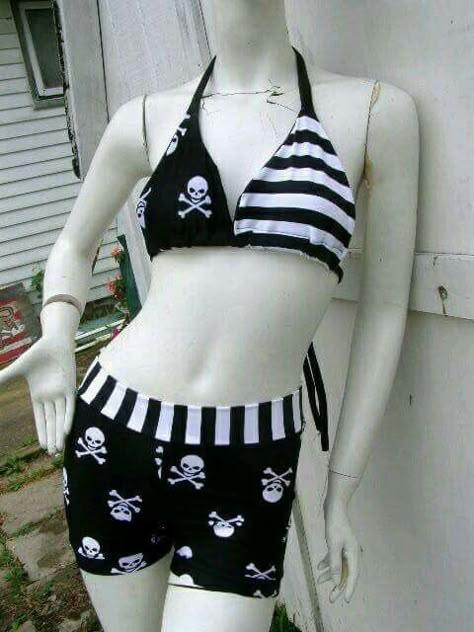 Skull Bathing Suit, Alt Bathing Suits, Emo Swimwear, Punk Swimsuit, Grunge Swimsuit, Alt Swimsuit, Goth Swimwear, Goth Swimsuit, Bathing Costumes