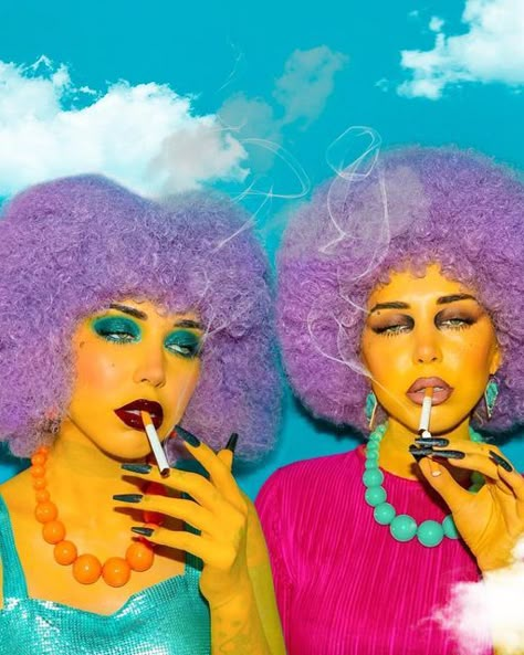 Lindy ♉︎ on Instagram: "🚬THE BOUVIER SISTERS 🚬 I rly loved being Marge last year so I felt inspired to put my own spin on her sisters. Hope y’all like my version of Patty and Selma Bouvier :) Products used: @mehronmakeup yellow cream makeup stick mixed with @kvdbeauty good apple foundation @kosas cloud setting powder @aboutfacebeauty Cheek Freak blush balm in Raunchy & Get Some, Fractal Eye Paint in All about the benjamins, and Paint It lip color in Take Aim @jdglowcosmetics eyeshadow in “wa Patty And Selma, Good Apple Foundation, Apple Foundation, Selma Bouvier, All About The Benjamins, Makeup Stick, Baby Kostüm, Clever Halloween Costumes, Diy Kostüm