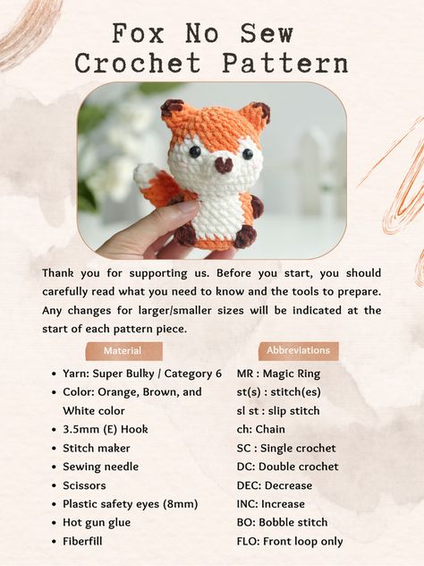 Small Fox Crochet Pattern Free, Diy Fox Decor, Crochet Amigurumi Fox, Free Crochet Fox Pattern Amigurumi, Easy Crochet Fox Pattern Free, Fox Crochet Pattern Free Amigurumi, Fox Pattern Crochet, Free Crochet Fox Patterns, Crochet Fox Free Pattern