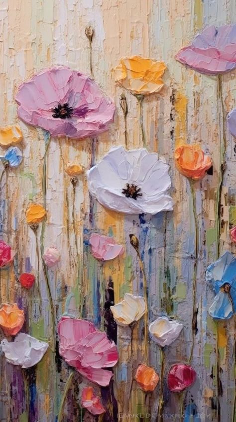 Garden Painting Art, Textured Canvas Art, Plaster Art, Sculpture Painting, Diy Canvas Art Painting, Flower Canvas, Flower Art Painting, Art Painting Acrylic, Painting Art Projects