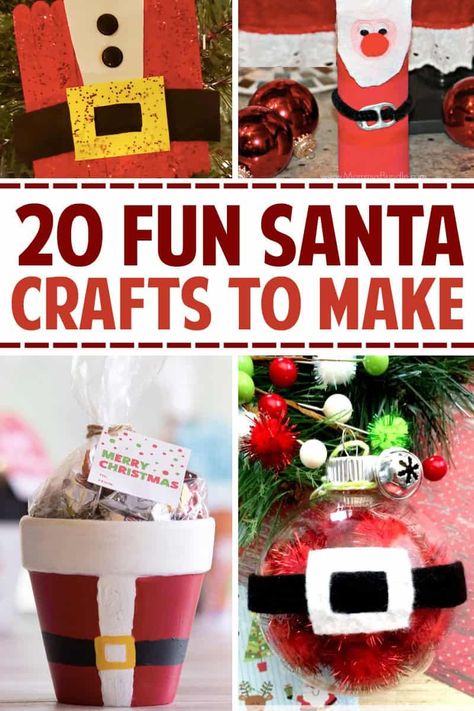 Santa Crafts For Kids To Make, Pinecone Santa, Santa Kids Crafts, Diy Santa Ornaments, Paint Chip Crafts, Popsicle Stick Christmas Crafts, Santa Claus Crafts, Fingerprint Crafts, Christmas Paper Plates