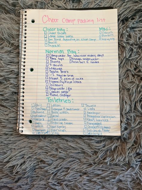 Cheer Camp Necessities, Cheerleader Bag Essentials, Summit Packing List Cheer, Uca Cheer Camp Packing List, Cheer Bag Essentials Game Day, Cheer Comp Packing List, Cheer Camp Packing List, Cheer Packing List, Cheer Bag Essentials