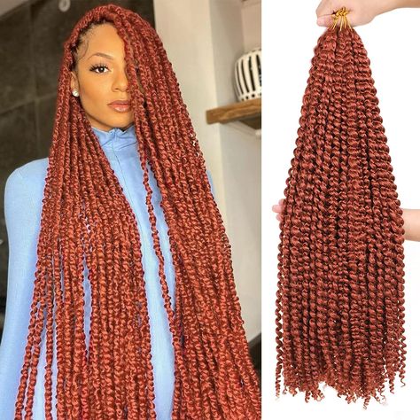 Colours For Braids, Bohemian Twist Black Women, Ginger Passion Twist, Twist Black Women, Afro Hair Twists, Hair For Butterfly Locs, Twists Hair Styles, Water Wave Crochet Braids, Go To Hairstyles