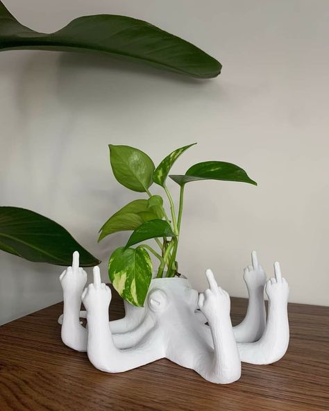 Octopus Plant Pot, Garden Clay Art, Unique Plant Pots, Octopus Planter, Cute 3d Printing Ideas, 3d Printed Gifts, Clay Plant Pots, Sculpture Art Clay, Cerámica Ideas