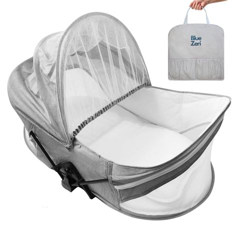 Blue Zeri Portable Baby Bed Lightweight & Compact - Travel Bassinet for babies -Baby Bassinet Newborn - Baby Travel Crib - Baby Nest Pod Newborn - Baby Camping Bed ✅ DIMENSIONS: 52.5 cm x 5 cm x 49.5 cm (L, H, W) when folded. ✅ LIGHTWEIGHT, PORTABLE & WITH STORAGE CAPACITY PERFECT FOR TRAVEL: Our travel crib, a must-have for baby travel essentials, can be easily folded and unfolded in just one second, secured with a simple locking mechanism for maximum convenience. When folded, this portable baby bed compacts to a size of 52.5 cm x 5 cm x 49.5 cm, making it extremely convenient to carry. The carry bag securely holds the folded bed and provides additional storage space for other items. Whether you’re waiting for a car, boarding a plane, or simply moving from room to room, its folded size ma Folded Bed, Crib Newborn, Boarding A Plane, Baby Camping, Baby Travel Essentials, Portable Baby Bed, Travel Bassinet, Camping With A Baby, Travel Crib