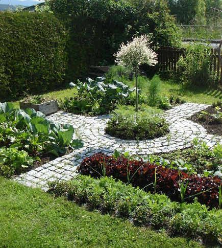 kitchen gardens - kitchen garden with pavers in the shape of a Celtic cross - Pinterest via Atticmag Vege Garden, Vertical Vegetable Garden, Herb Garden Design, Potager Garden, Garden Types, Veg Garden, The Secret Garden, Minecraft Building, Vegetable Garden Design