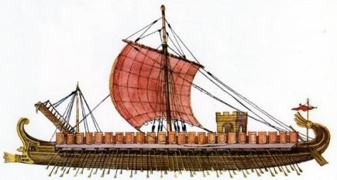 Roman Ships, Warships & Battleships Information For Roman Trireme, Quadrireme, Flagship and Other Fighting Ships | HubPages Tall Ship Model, Model Warships, Sea Battle, Nautical Painting, Old Sailing Ships, Historical Eras, Ancient Warfare, Sailing Vessel, Naval History