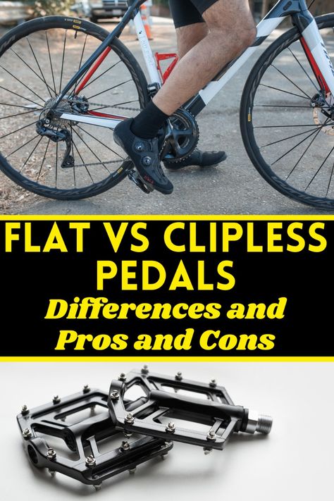 This guide outlines the differences and lists the pros and cons of flat pedals vs clipless pedals for road cycling, bicycle touring, gravel cycling, commuting, and mountain biking. The best pedals for you depends on the type of riding you do, your cycling style, and your personal preference. In this guide, I’ll cover efficiency, performance, ease of use, comfort, weight, knee health, cost, and much more. I’ll also outline some of the different types of clipless systems available for mountain bikes and road bikes. Clipless pedals improve pedaling efficiency, allow you to apply more power to the pedals, and increase control. Flat pedals are cheaper, reduce the risk of injury, don’t need to be adjusted, don’t require special shoes, and make getting on and off the bike easier Clipless Pedals, Knee Health, Gravel Cycling, Pros And Cons List, Special Shoes, Bikepacking Bags, Bicycle Touring, Bike Components, Knee Pain Relief