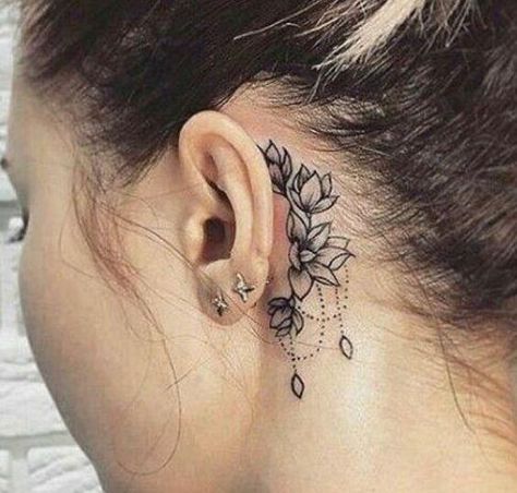 Succulent Tattoo, 22 Tattoo, Behind Ear Tattoos, Nouveau Tattoo, Tato Henna, Boho Tattoos, Neck Tattoos Women, Wrist Tattoos For Guys, Black Girls With Tattoos