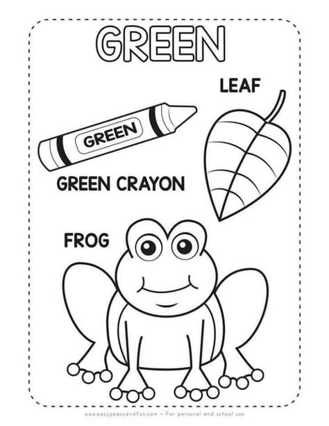 Learning Colors Preschool, Coloring Worksheets For Kindergarten, Green Activities, Daycare Lesson Plans, Preschool Color Activities, Color Worksheets For Preschool, Kindergarten Songs, Homeschool Preschool Activities, English Activities For Kids