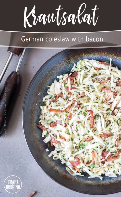 German Salads Authentic, Easy International Dinner Recipes, German Side Dishes Easy, German Salad Recipes, German Vegetable Side Dishes, German Slaw, German Dishes Traditional, German Food Recipes Authentic, German Coleslaw Recipe