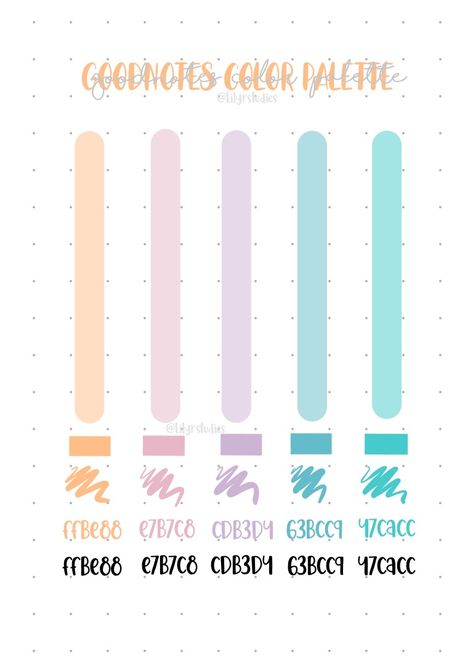 Goodnotes Color Palette Hex Codes, Notebook Edits, Goodnotes Highlighter, Goodnotes Color Palette, Notes Hacks, Goodnotes Aesthetic, Color Palette Hex Codes, Color Coding Notes, School Ipad