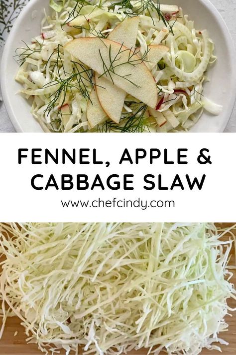 Vegan Fennel Recipes, Cabbage Recipe Asian, Napa Cabbage Salad Recipes, Fennel Slaw Recipes, Fennel Salad Recipes, Apple Cabbage Salad Recipes, Apple Cabbage Slaw, Apple Fennel Salad, Apple Fennel Slaw Recipe