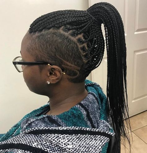 Microbraids Ponytail With Side Undershave Ponytail With Shaved Sides And Back, Invisible Braids, Micro Braids Hairstyles, Shaved Hairstyles, Braids With Shaved Sides, Poetic Justice Braids, Dutch Braid Hairstyles, Shaved Side Hairstyles, Blonde Box Braids