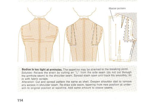 Broad Back Adjustment for sewing patterns Back Adjustment, Sewing Alterations, Bodice Pattern, Pattern Drafting, Sewing Lessons, Couture Sewing, Sewing Tips, Fashion Pattern, Princess Seam