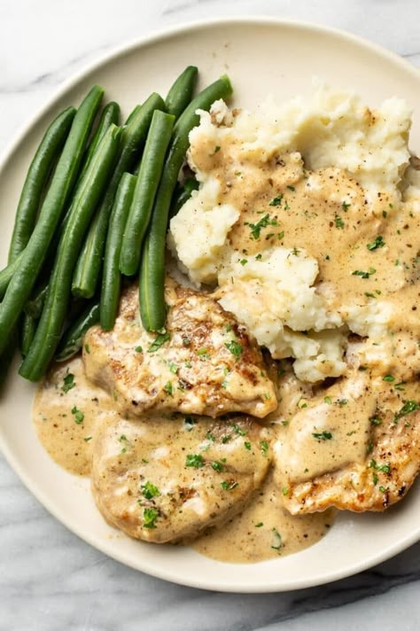 Creamy Pork Tenderloin Medallions • Salt & Lavender Creamy Pork Tenderloin, Cream Of Mushroom Soup Chicken, Mushroom Soup Chicken, Pan Seared Pork Tenderloin, Easy Pork Tenderloin Recipes, Pork Tenderloin Medallions, Easy Pork Tenderloin, Cream Of Mushroom Chicken, Easy Asparagus Recipes