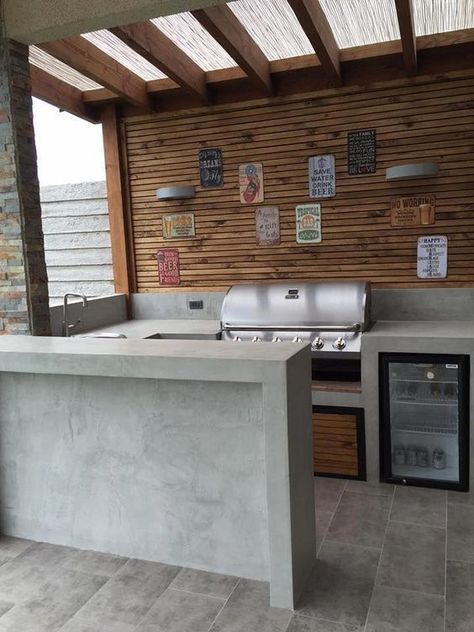 Beautiful Outdoor Furniture, Outdoor Kitchen Countertops, Outdoor Kitchen Decor, Outdoor Bbq Kitchen, Grill Area, Outdoor Kitchen Design Layout, Backyard Kitchen, Bbq Kitchen, Outdoor Kitchen Patio