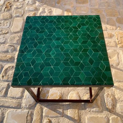 Tables & Tables basses en Zellige Authentique - Fer et Pierre Table Zellige, Moroccan Zellige, Zellige Tiles, Zellige Tile, Marrakech, Contemporary Rug, Furniture, Instagram, Home Decor