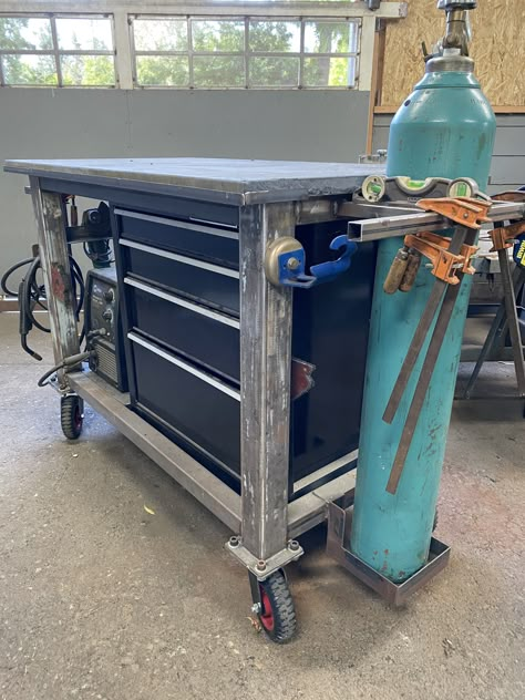 Welding Cart Plans, Welding Bench, Garage Workbench Plans, Steel Workbench, Welding Tables, Welding Shop, Welded Furniture, Custom Metal Fabrication, Welding Cart