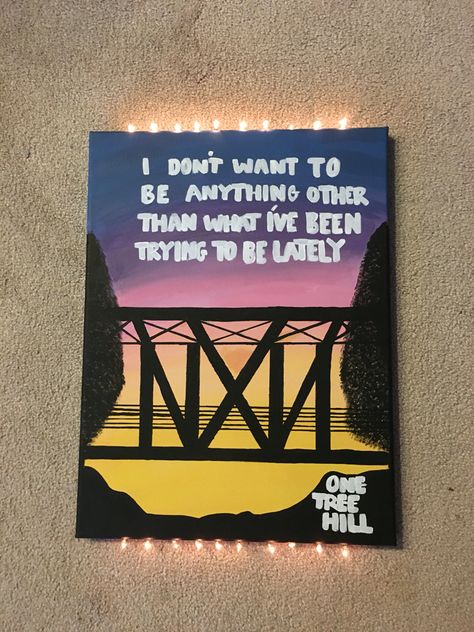 One tree hill canvas I painted! :) One Tree Hill Painting Ideas, One Tree Hill Painting, One Tree Hill Drawings, Family Tree Diy, Family Trees Diy, Simple Canvas Paintings, Cute Canvas, Tree Hill, One Tree Hill