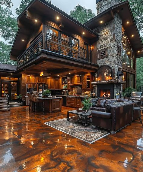 Modern Cabin Mansion, Cabin Mansion, House Architecture Styles, Latest Kitchen Designs, Dream Life House, Cabin House, Kitchen Design Trends, Fantasy House, Modern Cabin