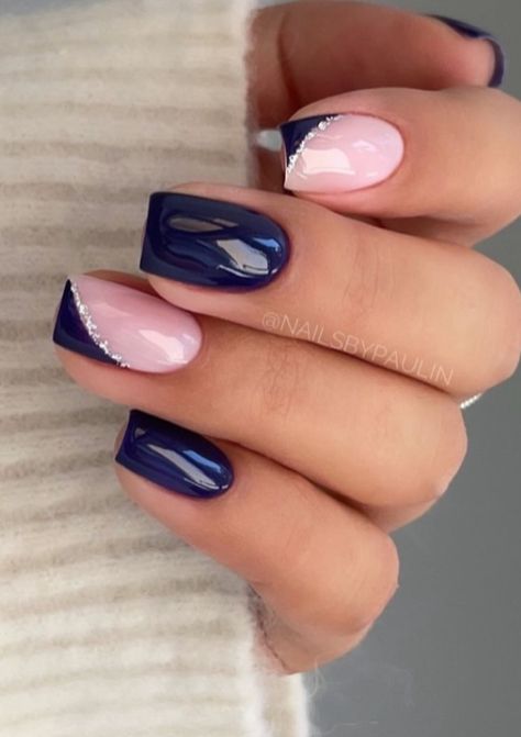 Navy Pink Nails, Pink And Navy Nails, Face Massage Techniques, Navy Nails, Nails Classy, Light Pink Nails, Penteado Cabelo Curto, Face Massage, Massage Techniques