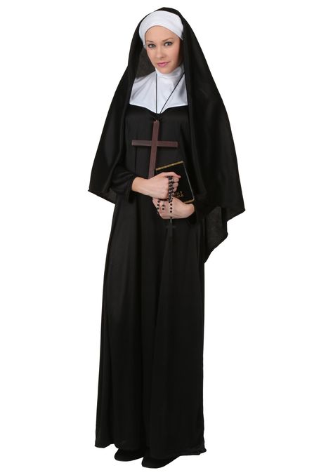 Fantasia Plus Size, Nun Halloween Costume, Nun Outfit, Nun Costume, The Nun, Plus Size Costume, Black Dress With Sleeves, Plus Size Halloween, Fantasias Halloween