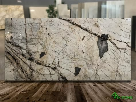 Black Quartzite Countertops, Quartzite Countertops Taj Mahal, Quartzite Countertops Kitchen, Luxury Marble Flooring, Farmhouse Details, Quartzite Counters, Stone Counter, Dark Brown Cabinets, Bamboo Diy