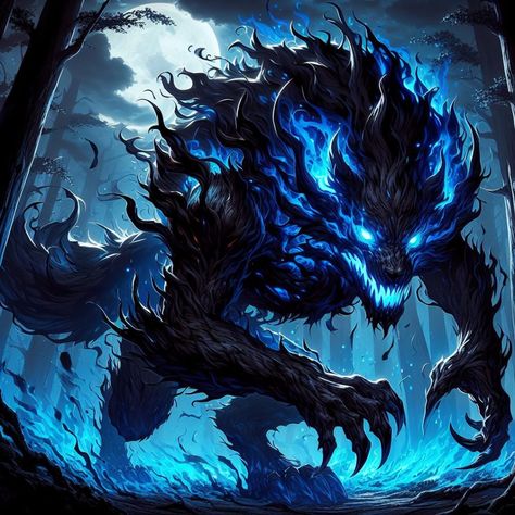 Nhazul Hatake did not start out as a cold and violent individual, onl… #fanfiction #Fanfiction #amreading #books #wattpad Cool Monsters Art, Shadow Werewolf, Blue Flame Dragon, Space Werewolf, Demon Werewolf, Blue Werewolf, Magic Monster, Shadow Creatures, Vampire Werewolf