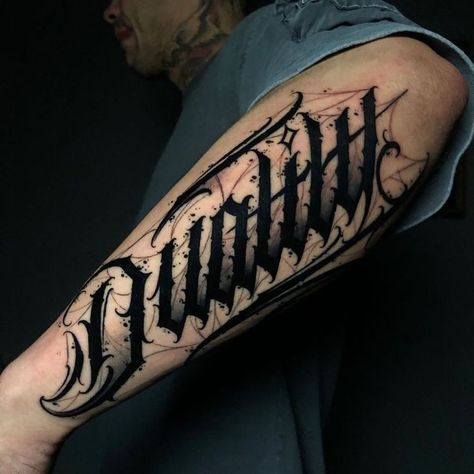 Forearm Lettering Tattoo Men, Cholo Lettering, Chicano Tattoos Lettering, Tattoo Name Fonts, Tattoo Font For Men, Letters Tattoo, Tattoo Lettering Alphabet, Tattoo Fonts Alphabet, Names Tattoos For Men