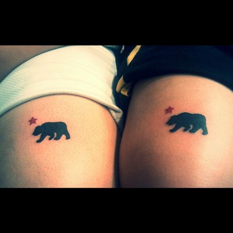 Tiny Black Bear Tattoo, Cali Bear Tattoo, California Bear Tattoo, California Bear Tattoos, Cali Tattoo, Black Bear Tattoo, Nice Tattoos, California Tattoo, Sugar Bears