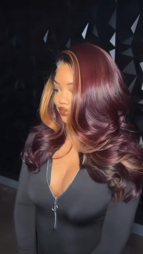 Blonde Burgundy Hair, Dark Hair With Face Framing, Deep Brown Hair, Honey Highlights, Framing Highlights, Cute Hair Colors, Dyed Hair Inspiration, Peinados Recogidos, Pretty Hair Color