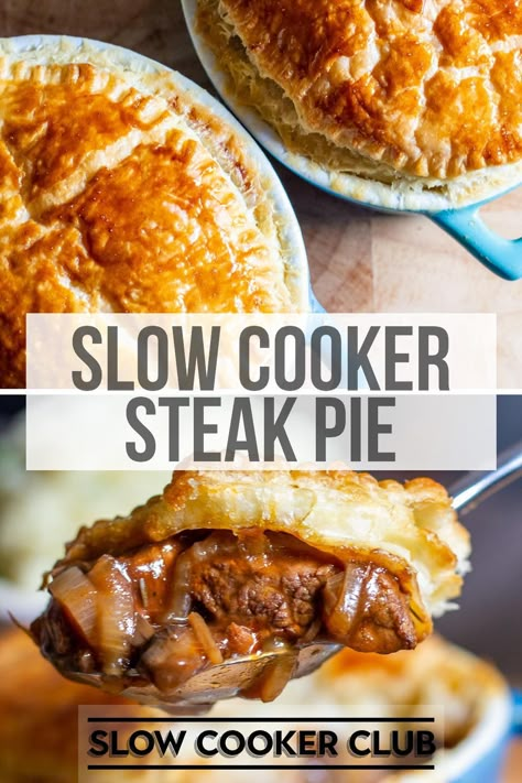 Slow Cooker Steak Pie Recipe, Easy Beef Pie Recipe, Beef Steak Pie Recipe, Stewing Steak Recipe Slow Cooker, Steak And Onion Pie Recipe, Beef And Onion Pie, Braised Steak And Onions Slow Cooker, Scottish Steak Pie, Stewing Steak Recipe