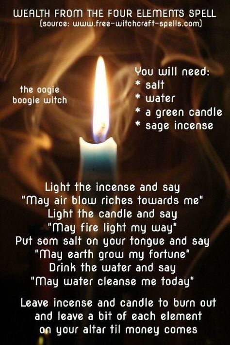 Wealth From the Four Elements Spell Money Spells Magic, White Magic Spells, Hoodoo Spells, Money Spells That Work, Prosperity Spell, Spells For Beginners, Luck Spells, Magic Spell Book, Magick Spells