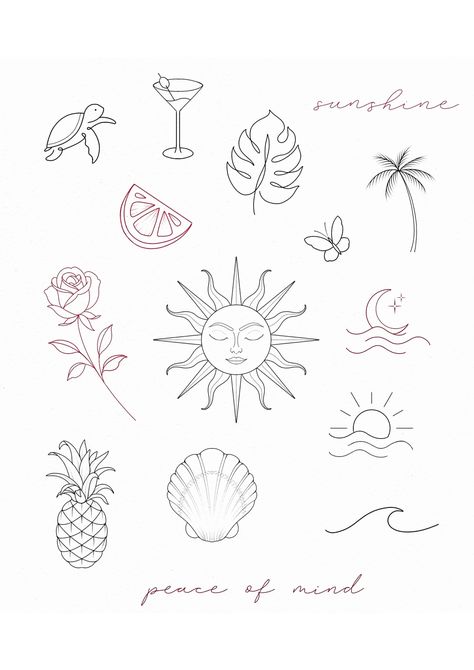 Ocean Vibe Tattoos, Fineline Flash Tattoo, Fineline Tattoo Flash, Pretty Hand Tattoos, Moon Tattoo Designs, Small Pretty Tattoos, Petite Tattoos, Cute Little Tattoos, Small Hand Tattoos