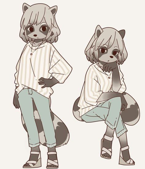 Raccoon Girl Character Design, Raccoon Character Design Human, Raccoon Fursona Art, Raccoon Oc Human, Raccoon Fursona, Raccoon Oc, Yagi The Goat, Raccoon Drawing, Kawaii Chan