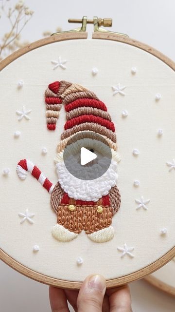 Embroidery by Elahe on Instagram: "NEW Gnome project 🎅🌲 PDF Pattern + YouTube video Tutorial, link in bio 🤍 Beginner friendly :)
Enjoy ♥️
.
.
." Embroidery Gnome Patterns, Gnome Patterns, Cross Stitching, Youtube Video, Video Tutorial, Pdf Pattern, Youtube Videos, Link In Bio, Cross Stitch