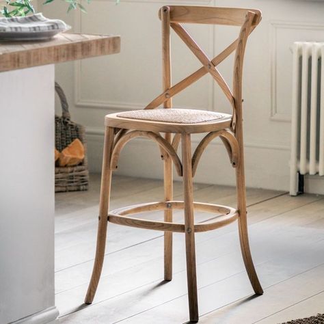 Cafe Stool 2pk French Bistro Style, Coffee And Croissants, Elegant Bar Stools, Cafe Bar Stools, Breakfast Stools, Oak Bar Stools, Rattan Stool, Oak Plywood, Bistro Style