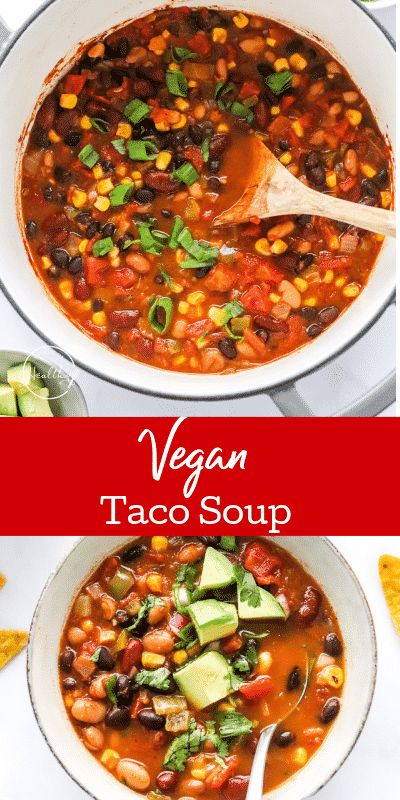 Vegan Taco Soup (easy dinner) Vegetarian Taco Soup Recipe, Vegan Taco Soup, Weeknight Dinner Ideas, Vegan Taco, Veggie Tacos, Plant Based Soups, Taco Soup Recipe, Vegetarian Tacos, Soup Easy