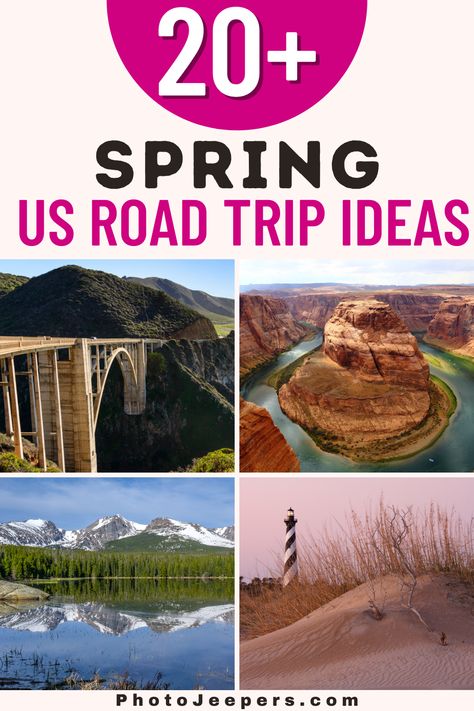 Spring is the perfect season for a road trip! Here’s a list of spring road trip ideas to explore the United States. Use this list of US spring road trip ideas to explore a new city or just get away from it all for a few days. Pack your bags and get ready to hit the highway on a spring road trip in the US – it’s time for an adventure! National Parks Road Trip, Road Trip Ideas, National Park Road Trip, Us Road Trip, Spring Trip, Road Trip Hacks, Camping Tips, Road Trip Fun, Pack Your Bags