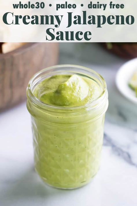 Dairy Free Cheese Sauce, Jalapeno Dipping Sauce, Creamy Jalapeno Dip, Creamy Jalapeno Sauce, My Dairy, Quick Easy Healthy Meals, Creamy Jalapeno, Jalapeno Sauce, Healthy Sauces