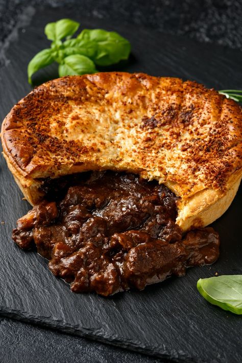 James Martin's Steak and Kidney Pie is a delightful dish with seasoned meat and potatoes behind a flaky crust, baked for 2 hours 30 minutes, it's a comforting Steak Pie Recipe, Kidney Pie, Steak And Kidney Pie, Beef Pie, Deep Dish Pie, Steak Pie, Delicious Steak, Pie Filling Recipes, Meat And Potatoes