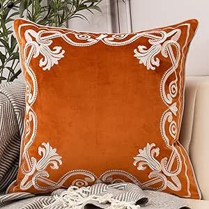 Living Room Burnt Orange, European Embroidery, Cover For Couch, Couch Bedroom, Round Throw Pillows, Floral Pillow, Floral Pillow Cover, 16x16 Pillow Cover, 20x20 Pillow Covers